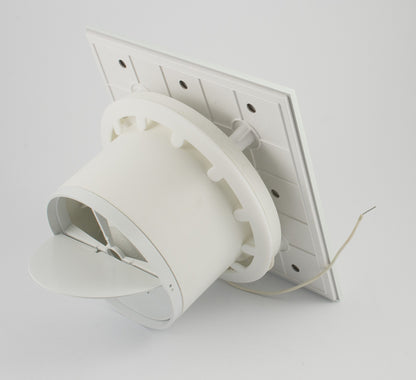 Fan Bathroom Extractor Fan with integrated backdraft shutter Glass front powerful 105 m³/h very quiet 39 dB ball bearing made in EU White