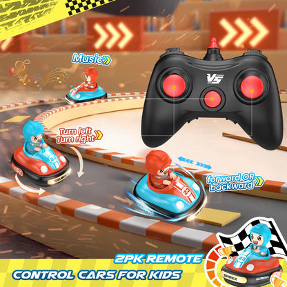 SIMREX Remote Control Car 2 Pack, Remote Control Bumper Cars for Kids with LED Lights, Sound, Battle Stunt Cars, perfect RC Bumper Cars Toddler Toy for Ages 3+ years old Boys Girls