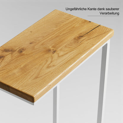 BestLoft.com Small side table sofa black white wood laptop table C shape coffee table side table tray table oak bed table night stand tall laptop table for sofa small living room table (CWH-W)