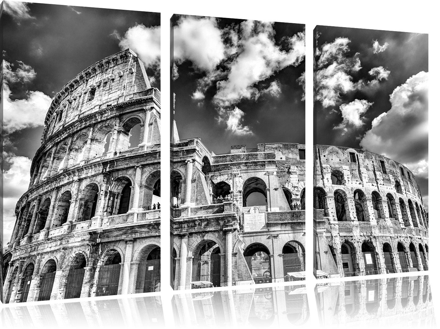 Pixxprint Colosseum during the day in Rome, canvas print 3-part, total size: 120x80cm, wall art, decoration, ready stretched, not a poster.