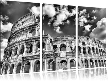 Pixxprint Colosseum during the day in Rome, canvas print 3-part, total size: 120x80cm, wall art, decoration, ready stretched, not a poster.