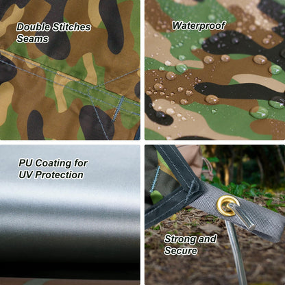 Unigear Tarp Rain Fly, waterproof tent tarp, lightweight, foldable, ideal for camping and protection against rain, snow, and sun.