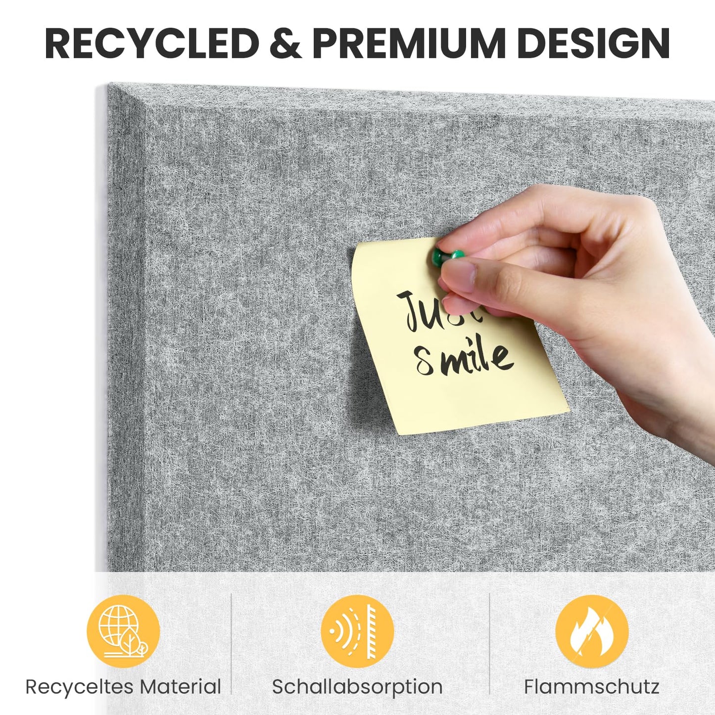 Large cork bulletin board for wall 120x90cm, 12 pack of felt wall tiles with 60 push pins, 50 secure removable adhesive tabs, decorative pin board for office, school, and leisure.