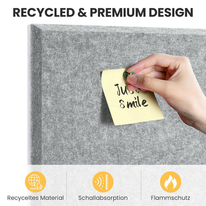 Large cork bulletin board for wall 120x90cm, 12 pack of felt wall tiles with 60 push pins, 50 secure removable adhesive tabs, decorative pin board for office, school, and leisure.