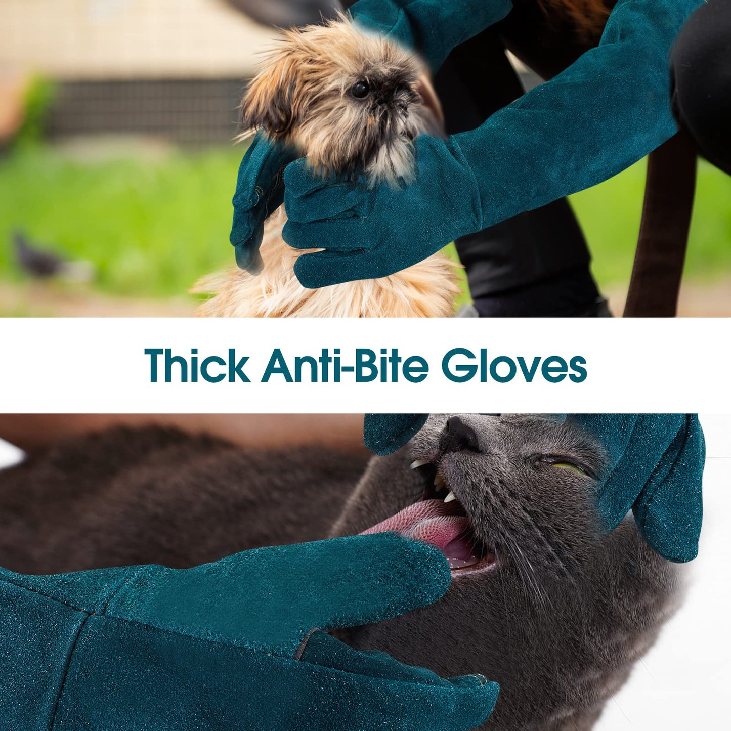 AOWPFVV gloves for handling animals, 60 cm/ 23.6 inch Anti-Bite work gloves for welding, caring for, handling dog/cat/bird/snake/parrot/lizard/reptiles.