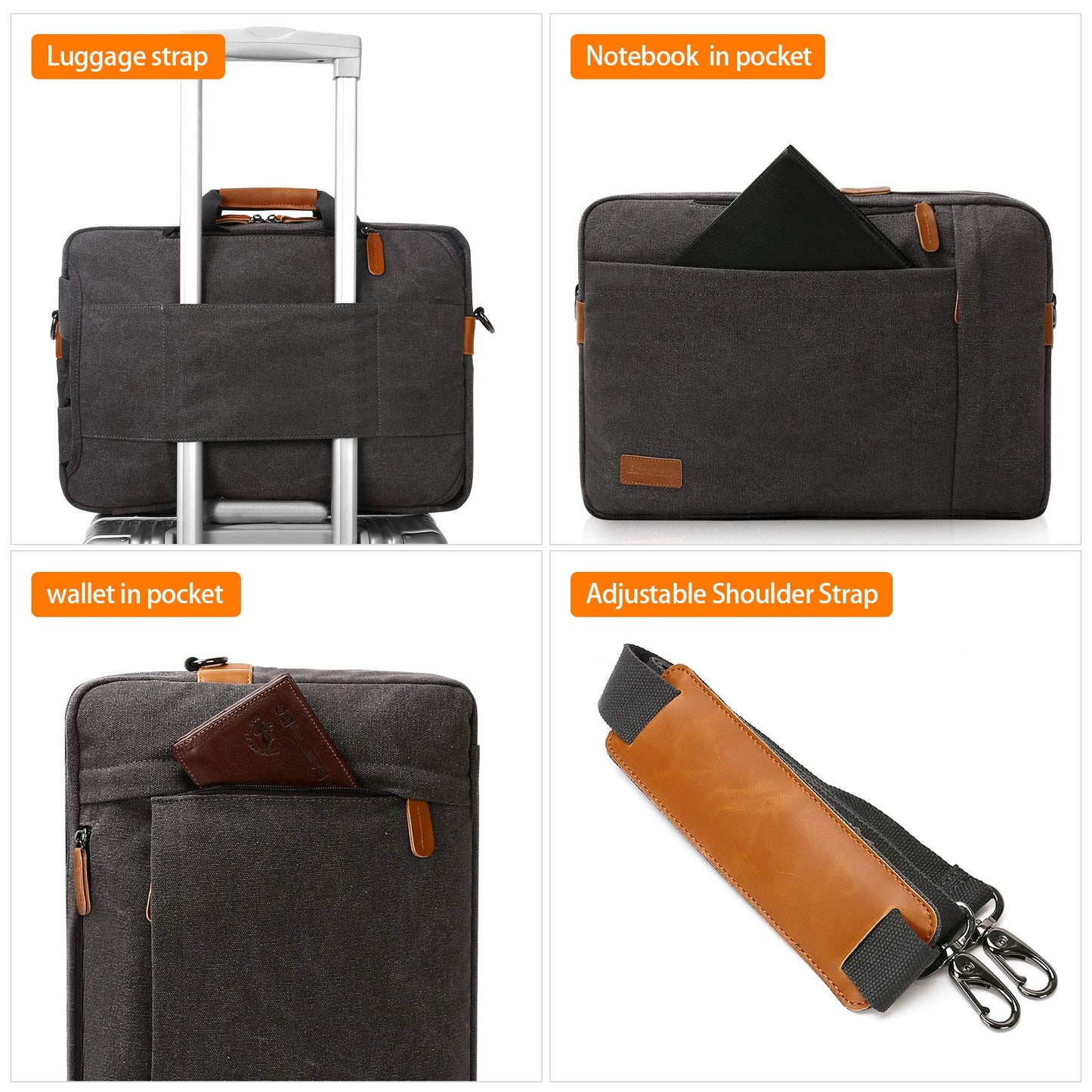 ESTARER convertible backpack laptop bag messenger bag 17/17.3 inch multifunctional bag for business/school/travel.