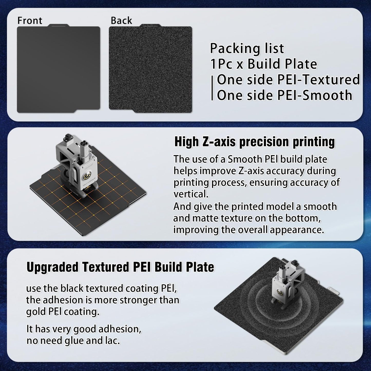 JUUPINE for Bambu Lab printing plate, black PEI print bed for Bambu Lab A1 X1C X1E P1P P1S X1, Bambu Lab filament carbon plate, smooth texture, 257 x 257 mm, for Bambu Lab 3D printer heating bed platform.
