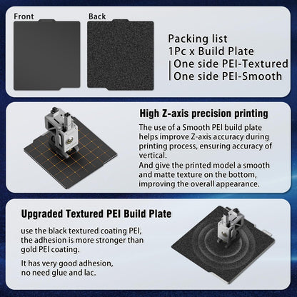 JUUPINE for Bambu Lab printing plate, black PEI print bed for Bambu Lab A1 X1C X1E P1P P1S X1, Bambu Lab filament carbon plate, smooth texture, 257 x 257 mm, for Bambu Lab 3D printer heating bed platform.