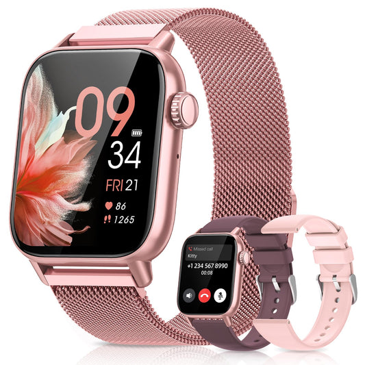 SWGOTA smartwatch for women with phone function, 1.83" fitness tracker heart rate monitor sleep monitor step counter SpO2 menstrual cycle, 113 sports modes IP68 waterproof sports watch for women iOS Android Pink