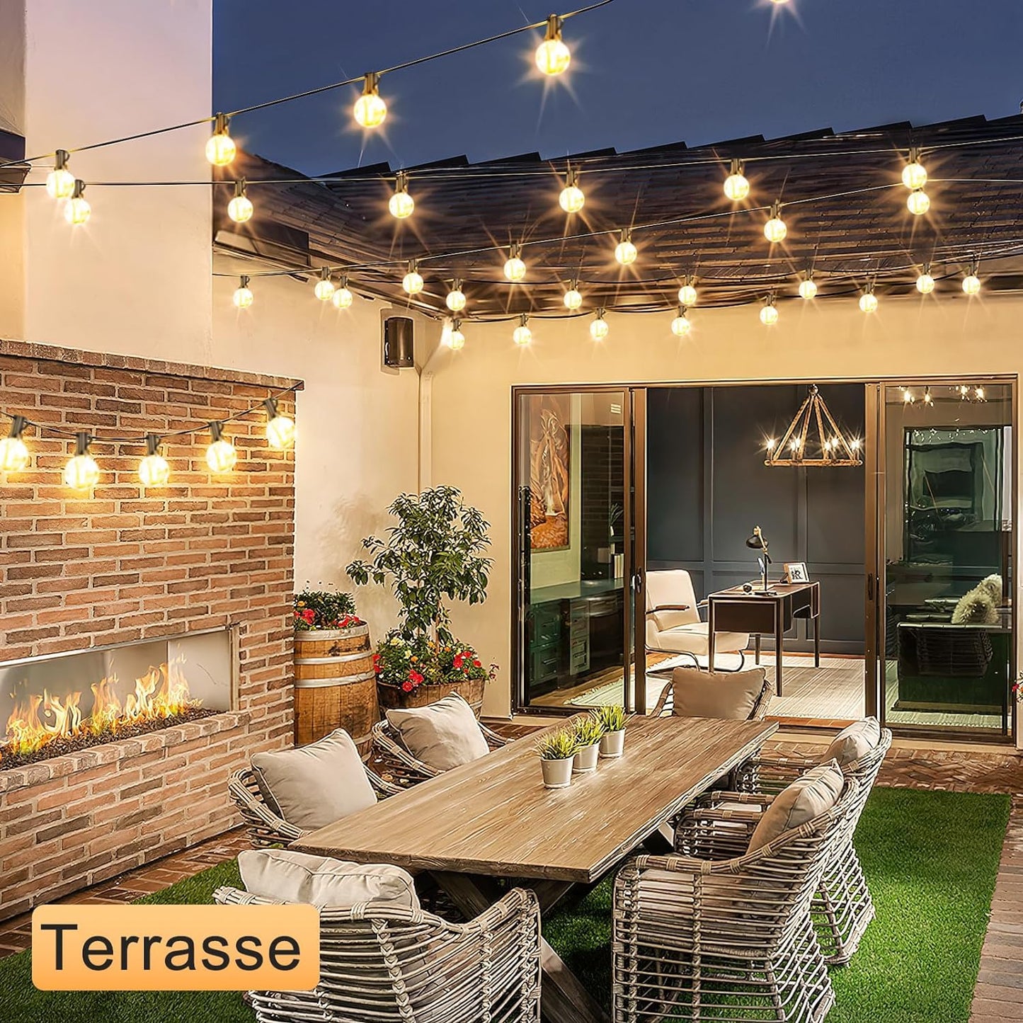 Seklin LED Outdoor String Lights Bulbs Power - Outdoor String Lights 30M with 50+2 G40 IP44 Weatherproof Bulbs for Indoor Outdoor Garden Balcony Camping Party Decoration