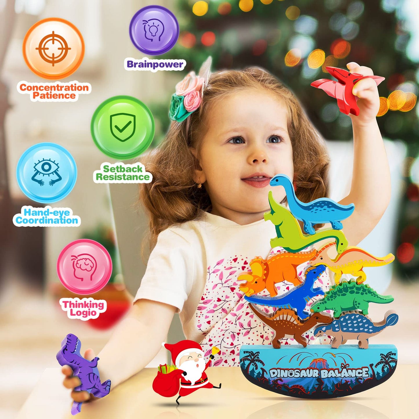 DejaNard Montessori toy for 3 4 5 6 year old Dino Boy Stack Stones Kids Toy - Christmas Gift Girl 3-7 years Games Motor Skills Toy