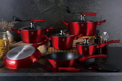Berlinger Haus 15Pcs Metallic Cookware Set - Burgundy
