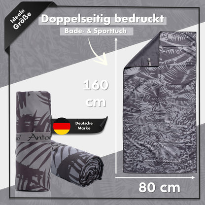 Antonio - Microfiber Beach Towel & Bath Towel XXL 160 x 80 cm Black - Women & Men Beach Towel & Bath Towel quick-drying lightweight large - Microfiber Towel Towels Yoga, Sports, On the Go.