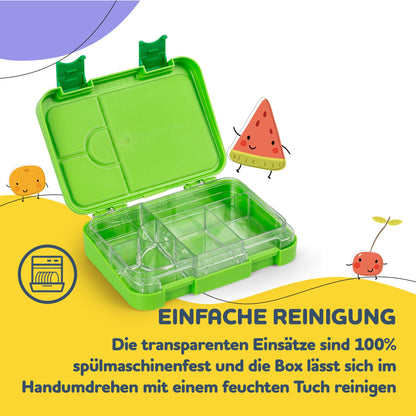 schmatzfatz Junior lunch box for kids with compartments, colorful, divided & leak-proof, BPA-free lunchbox for daycare, bento box, safe snack box