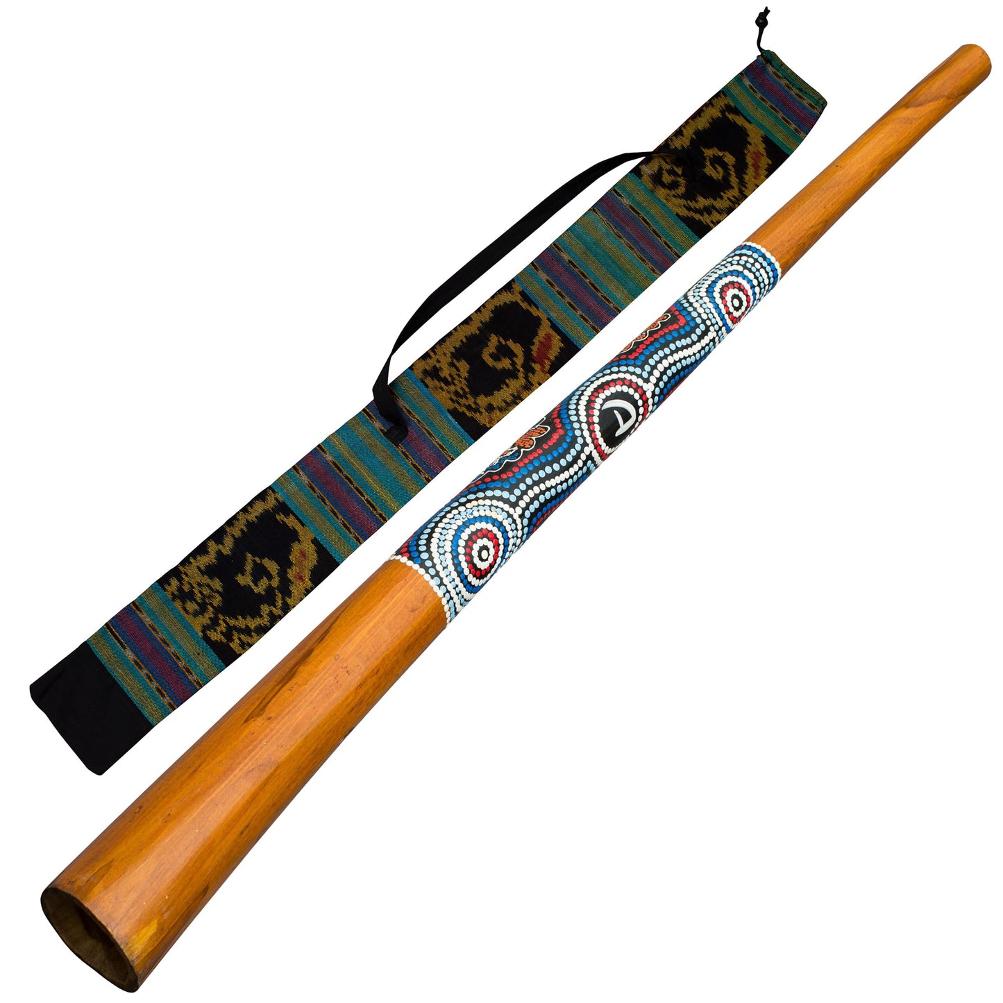 Australian Treasures - WOODEN DIDGERIDOO - 130cm - Nylon Didgeridoo Bag - Perfect for beginners. FREE DIDGERIDOO KEYCHAIN AND DISCOUNT COUPON FOR DIDGERIDOO LESSONS INCLUDED.