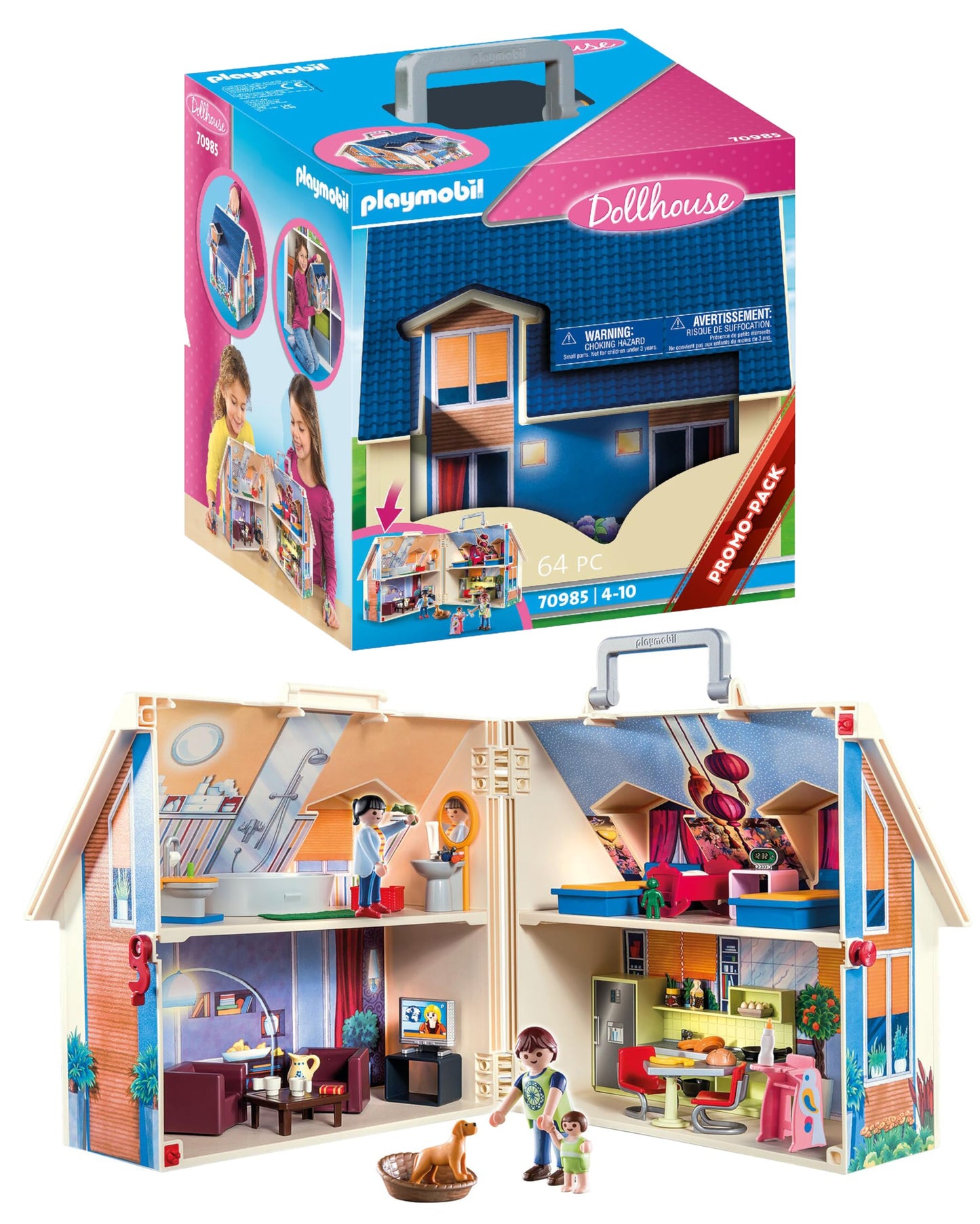 PLAYMOBIL | Dollhouse | Toy for children from 4 years | Take-along dollhouse with handle | 70985