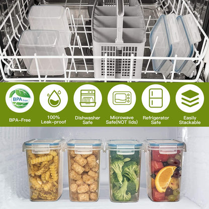 Without Set of 6 airtight storage containers, kitchen storage box with plastic lids, 2.3L spaghetti storage pasta container for noodles cereal cornflakes (2.3L 1.6L)