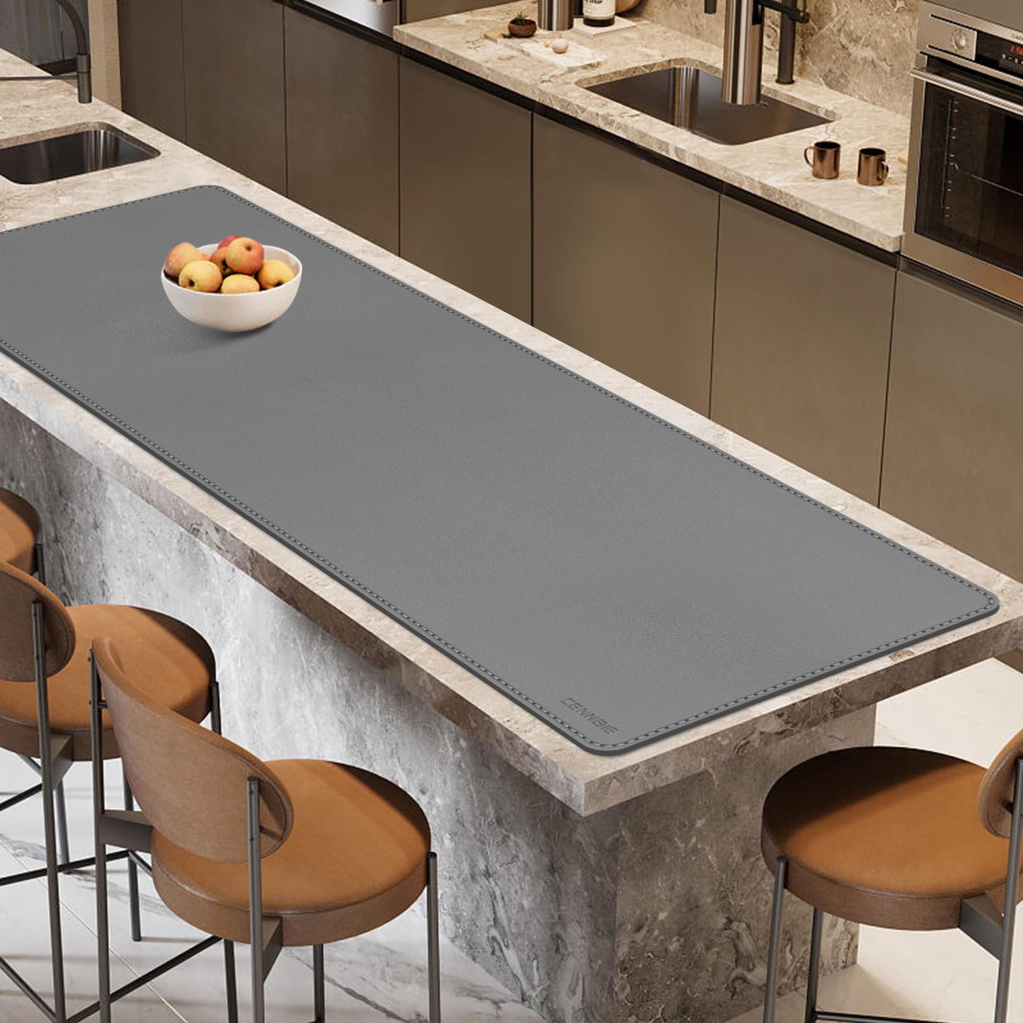 CENNBIE Desk Pad Leather, 180 x 50cm Writing Desk Mat, Large Non-Slip Mouse Pad XXL, Waterproof Desk Pad for Desk, Office, and Home (Gray)