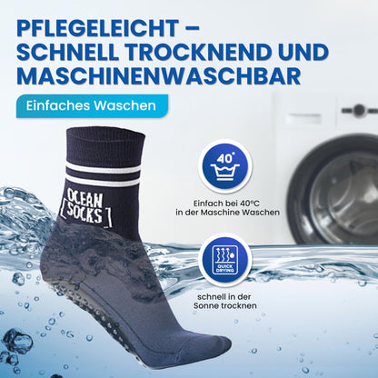 OceanSocks beach socks - barefoot socks with sole for beach, water, mudflat, boat & trampoline - aqua shoes for women, men & children.