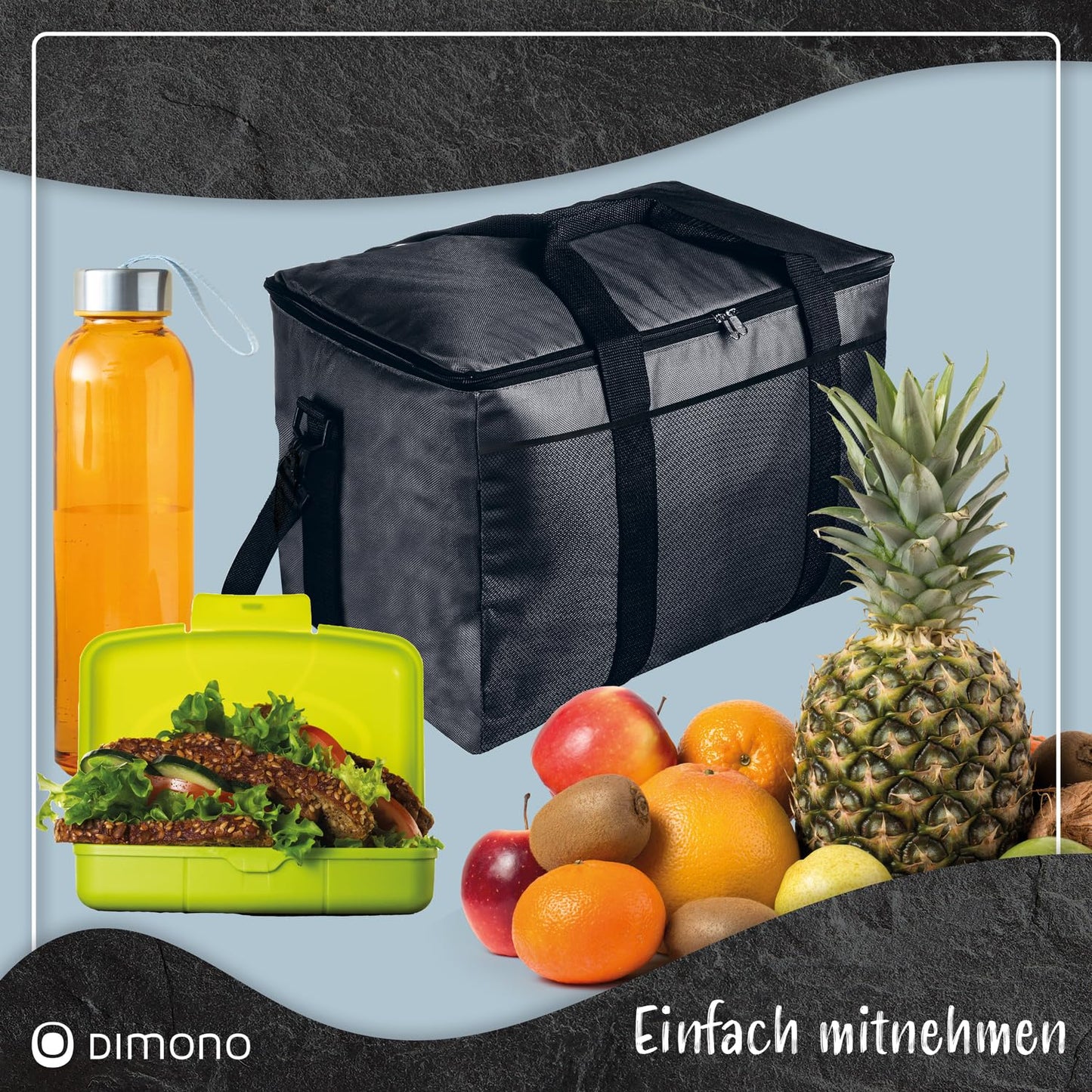 XXL cooler bag insulated drinks & snack bag ice bag picnic bag for camping traveling vacation 15, 25, or 45 liters (45 liters - Black)