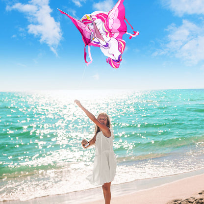 JOYIN Unicorn Kite, dragon kites for kids and adults, large 43.3'' beach kite for outdoor games and activities, gifts for girls.