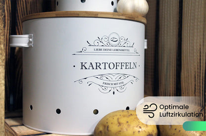orbiteco 3-piece storage container set with high-quality bamboo lids - potato pot, onion pot, and garlic pot for stylish garlic, onion, and potato storage - long-lasting durability