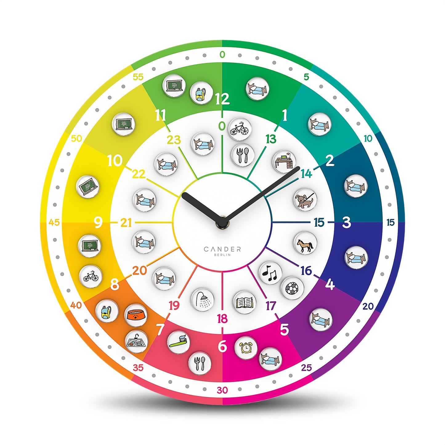 Cander Berlin MNU 11930 A Children's silent wall clock with magnet photos 30 cm Children's room daily routine learning clock Children's room analog without ticking noises Girls Boys
