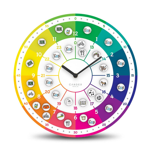 Cander Berlin MNU 11930 A Children's silent wall clock with magnet photos 30 cm Children's room daily routine learning clock Children's room analog without ticking noises Girls Boys