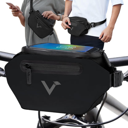 Valkental® x KLICKfix® - 3in1 bike bag handlebar | Fully reflective & waterproof - Suitable as handlebar bag & waist bag | 4L volume | Handlebar bag bike KLICKfix | Handlebar bag Ebike