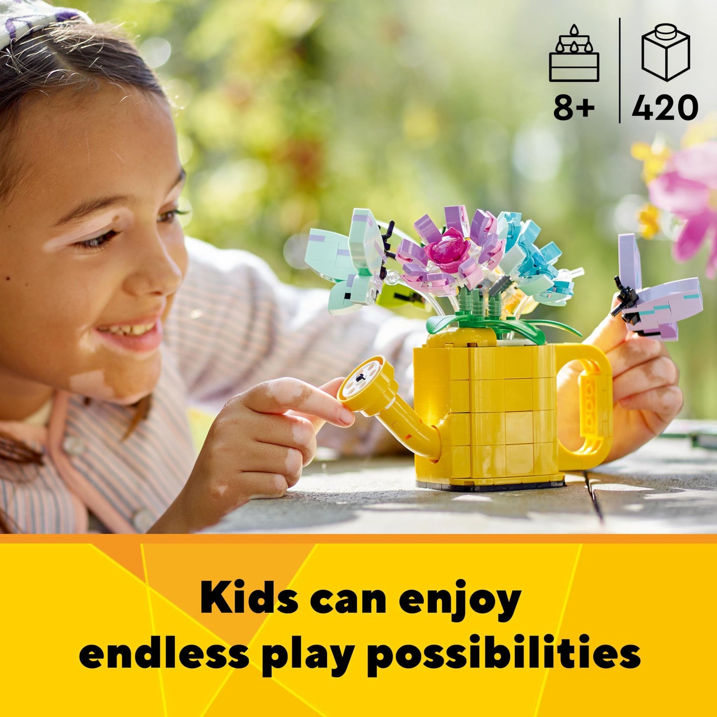 LEGO Creator 3in1 Watering Can with Flowers Set, Kids' Room Decor & Creator 3in1 Retro Camera Toy with 3 Models for Girls and Boys