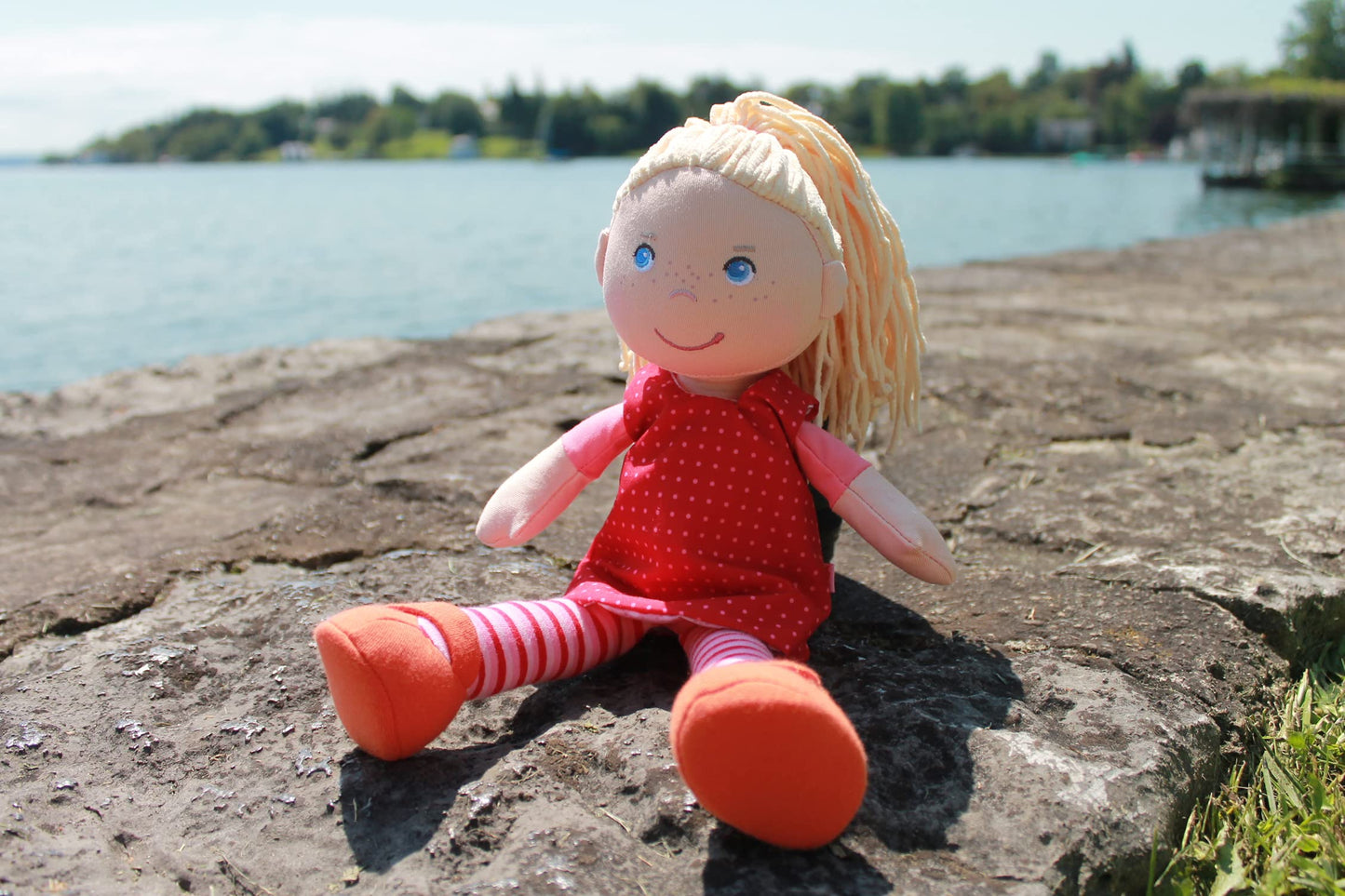HABA 302108 - Doll Annelie, fabric doll with clothing and hair, 30 cm, toy for ages 18 months & 303255 Rainy Season Outfit Set, Toy.