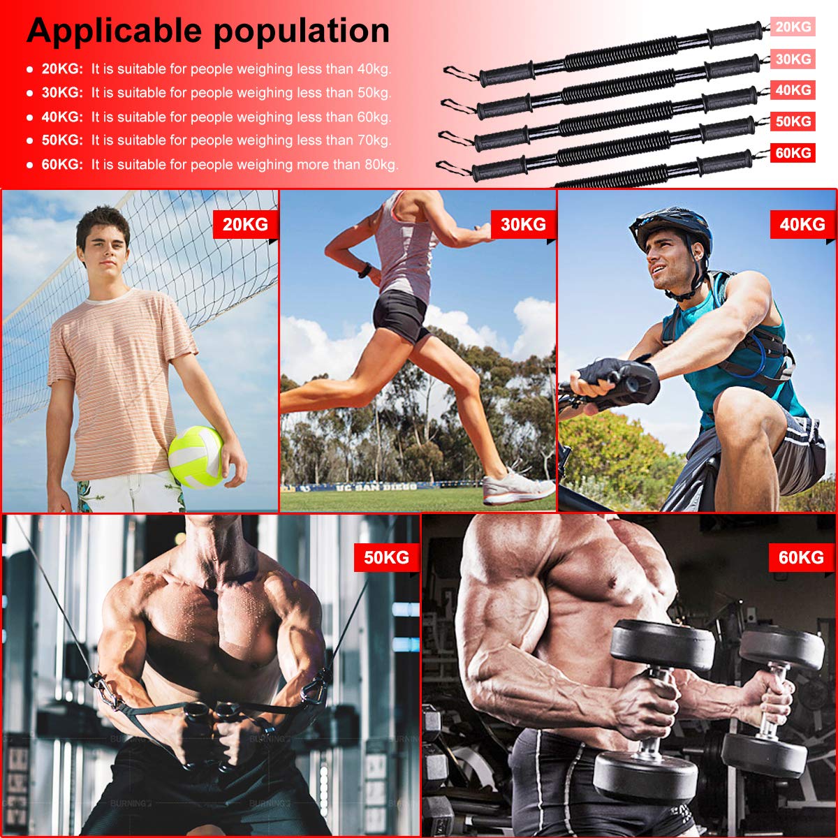 DOBEN Professional King Feather Bending Bar for strength training Fitness Bending Bar 20kg, 30kg, 40kg, 50kg, 60kg, Armtrainer Device