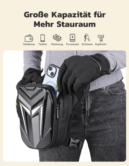 Mohard leg bag motorcycle, waterproof thigh pouch fanny pack, durable Eva motorcycle leg bag, expandable storage tank bag, sport shoulder bags for cycling, hiking, climbing.