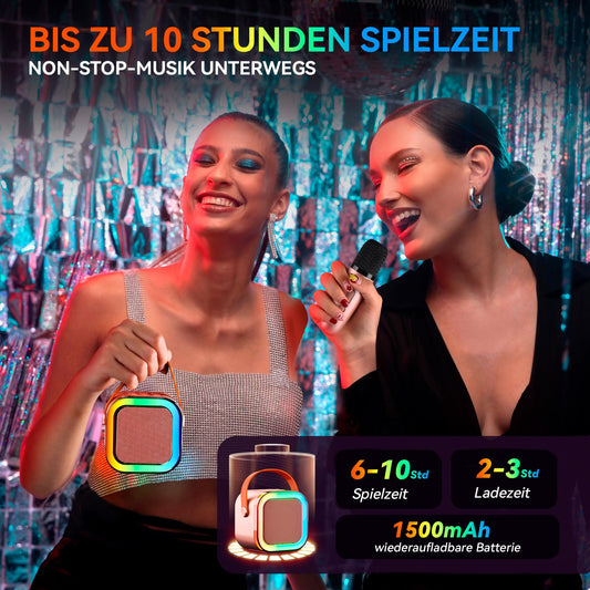 Karaoke machine with 2 karaoke microphones music instrument accessory: Wowstar karaoke system with 2 microphones - Mini karaoke machine - Speaker karaoke box set - Gifts for girls