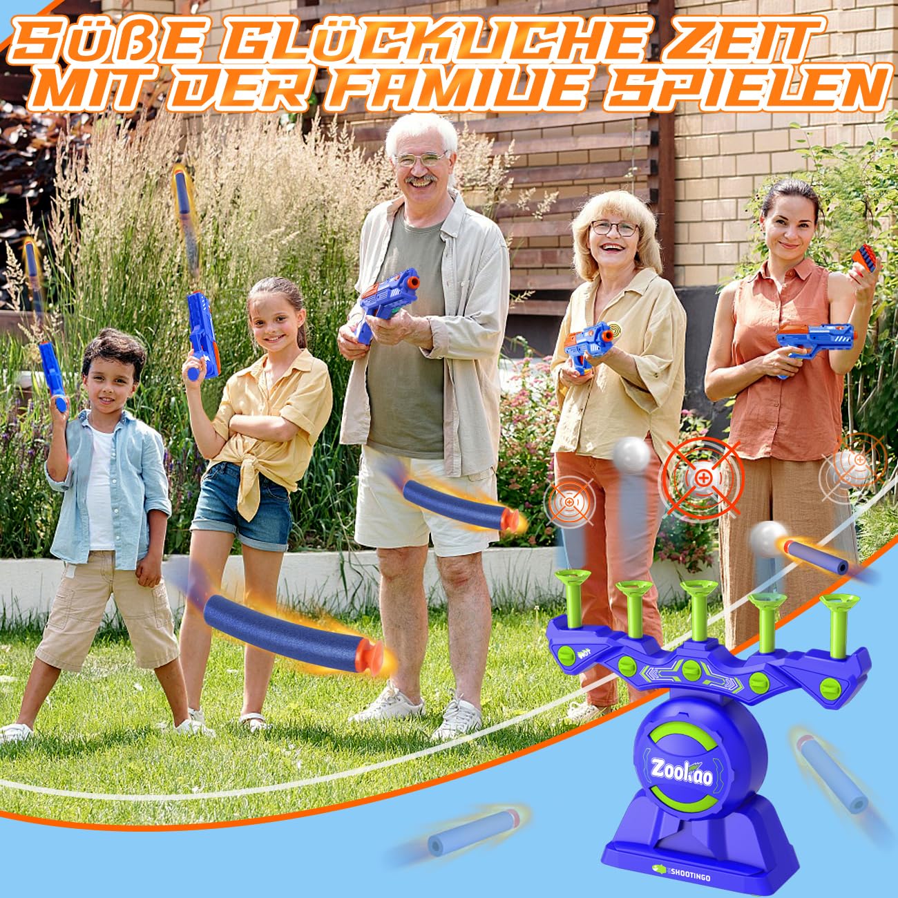 Zookao Hover Toy Gun for Nerf Gun Target, For 6 7 8 9 10 11 12 Year Old Boy Christmas Birthday Gifts - Indoor & Outdoor Games for Kids