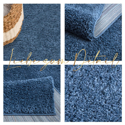 Paid carpet living room high pile shaggy - 160x230cm - Blue plain fluffy modern boho decor rugs soft bedroom
