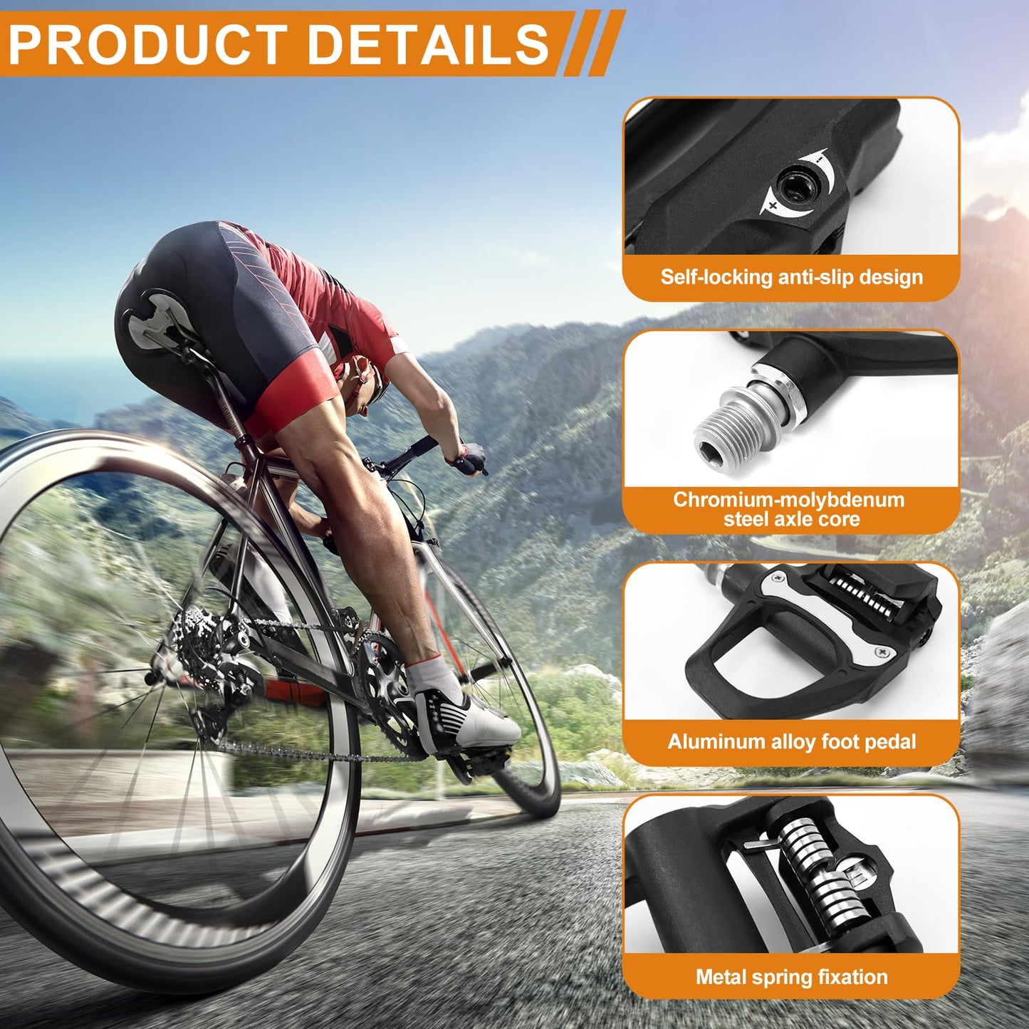 LPZMPZ bicycle pedals non-slip Compatible with Shimano SPD Sl road bike SDP pedals No click with 9/16 inch ball bearings for MTB Gravel SDS clipless pedals Race pedals Bike