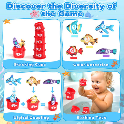 Jerry Montessori toy from 1 year-Angel game children's toy, baby toy for 6-12 months fine motor skills toy from 1 year, sensory learning games fish fishing game, gift boy girl.