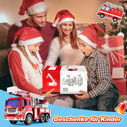 GizmoVine Fire Truck Large, Fire Department Toy Car with Ladder, Sound and Light, Big Car Toy Model, Gifts for Boys Girls, Children Fire Truck Vehicles from 3 4 5 6 7 8 Years