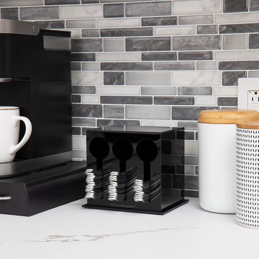 Mind Reader Foundation Collection, 3-Compartment Utensil Dispenser, 24pc Capacity per Compartment, Cutlery Storage, Countertop Organizer, Kitchen and Breakroom, 5.75" L x 7" W x 6" H, Black