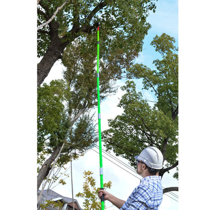 8m telescopic tree pruner with adjustable length handsaw, cuts cleanly and quickly for high branches. Includes carrying bag for easy transport. Great tool for garden maintenance.
