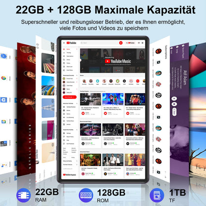 ZIOVO 10 inch tablet with 2GB RAM+128GB ROM (1TB TF), Android 14 with 5G WiFi | Widevine L1 | Octa-Core 2.0 GHz | GMS | 8000mAh | FHD 1280 * 800 | 5+8MP | BT 5.0 | AGPS | Tablet with Case - Grey