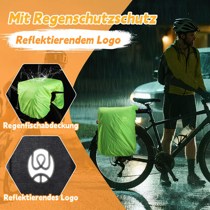 ICOCOPRO Bicycle Bag Double Bag, Three-Dimensional Bicycle Bags for Luggage Carrier, 35L Large Bicycle Bags, Bicycle Bag with Waterproof Rain Cover, Luggage Carrier Bags for ebike MTB Road Bike