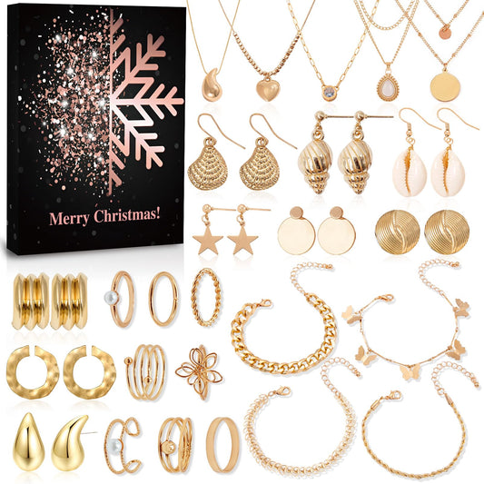 Advent Calendar 2024 Girls Women, Jewelry Advent Calendar 24 Surprises Bracelet Necklace Earrings, Ladies Jewelry Set, Christmas Gifts for Women Girls Teenagers Children