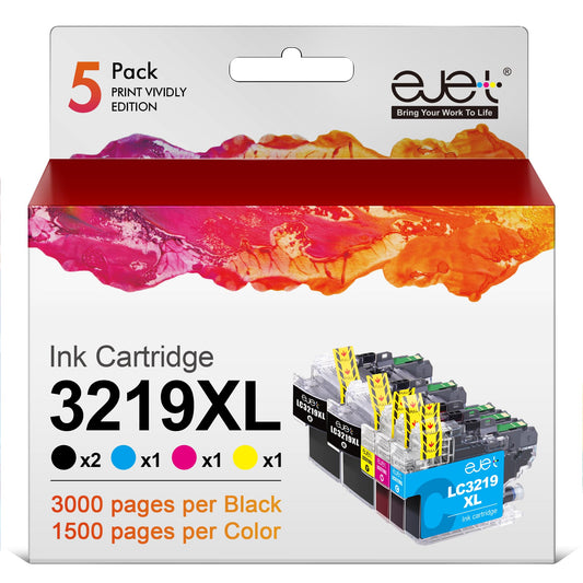 5-pack of LC3219XL printer cartridges replacement for Brother LC3219 XL LC3217 cartridges for Brother MFC-J5330DW MFC-J5730DW MFC-J6530DW MFC-J6930DW MFC-6935DW MFC-J5335DW.