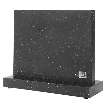 Zayiko Magnetic Knife Block without Knives - Wood in Marble Look - Kitchen Organizer with Dual Magnetic Strips with Non-Slip Feet - for up to 12 Knives - Magnetic Knife Holder without Knives