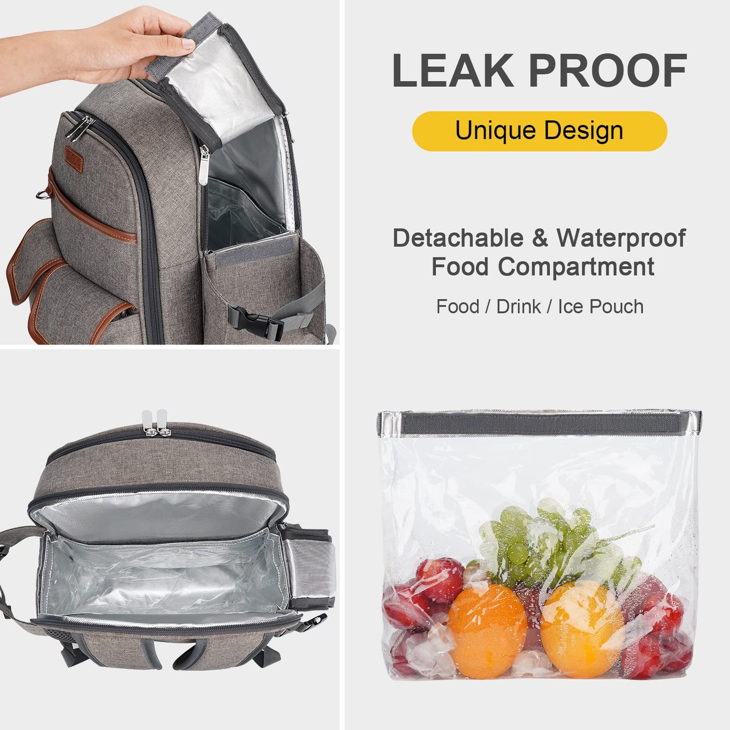 ZORMY picnic backpack set for 4 people with cooler compartment, picnic bag with waterproof pocket, insulated bottle/wine holder, fleece blanket, and camping utensils, perfect for couples as a wedding anniversary gift.