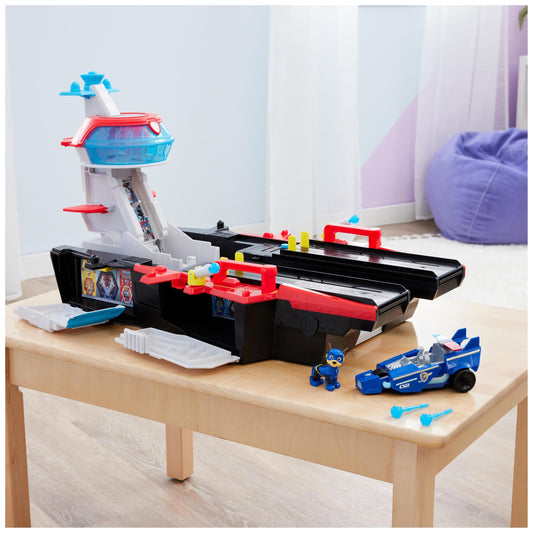 PAW Patrol: The Mighty Movie, Marine Headquarters Playset, with Chase figure and superhero vehicle, suitable for children ages 3 and up.
