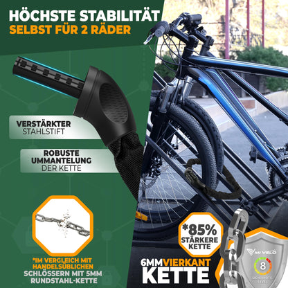 MIVELO bike lock chain lock high security - lock bike I bike lock extra secure & sturdy with number code (individual PIN) 90cm