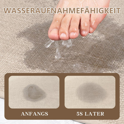 Chakme bathroom mat 43 x 81 cm non-slip bath rug with rubber backing, washable slip-resistant bath mat beige shower mat.